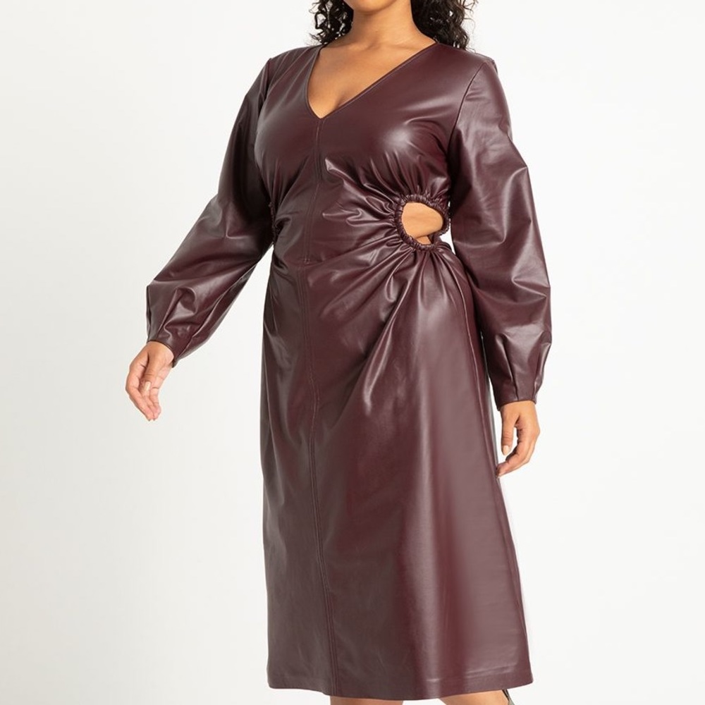 Eloquii Faux Leather Cut out Dress